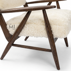 Scandinavian Sherpa Accent Chair with Solid Wood Frame