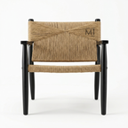 Handwoven Rope Accent Lounge Chair with Solid Wood Frame