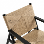 Handwoven Rope Accent Lounge Chair with Solid Wood Frame