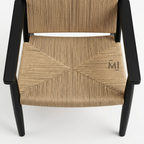 Handwoven Rope Accent Lounge Chair with Solid Wood Frame