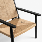 Handwoven Rope Accent Lounge Chair with Solid Wood Frame