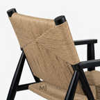 Handwoven Rope Accent Lounge Chair with Solid Wood Frame