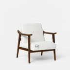 Modern Bouclé Accent Lounge Chair with Solid Wood Frame
