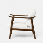 Modern Bouclé Accent Lounge Chair with Solid Wood Frame