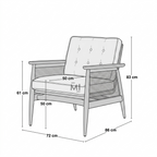 Mid-Century Modern Cane Accent Chair with Upholstered Cushion