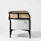 Modern Cane Barrel Accent Chair with Upholstered Cushion