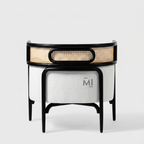 Modern Cane Barrel Accent Chair with Upholstered Cushion