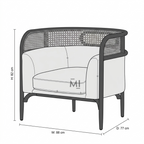 Modern Cane Barrel Accent Chair with Upholstered Cushion