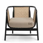 Modern Cane Lounge Chair with Black Metal Frame
