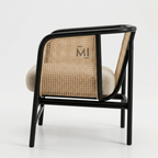 Modern Cane Lounge Chair with Black Metal Frame