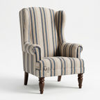 Classic Striped Wingback Armchair | Premium Upholstered Accent Chair