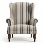 Classic Striped Wingback Armchair | Premium Upholstered Accent Chair