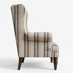 Classic Striped Wingback Armchair | Premium Upholstered Accent Chair