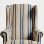 Classic Striped Wingback Armchair | Premium Upholstered Accent Chair
