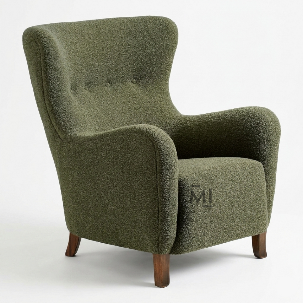 Modern High Back Accent Chair | Premium Upholstered Lounge Armchair