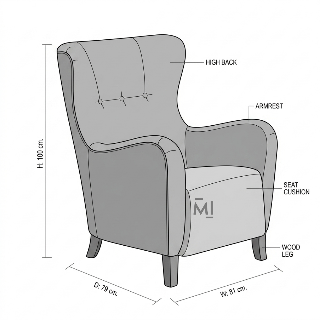 Modern High Back Accent Chair | Premium Upholstered Lounge Armchair