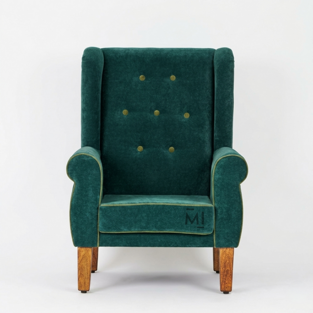 Luxury Velvet Wingback Chair | Modern High Back Accent Armchair