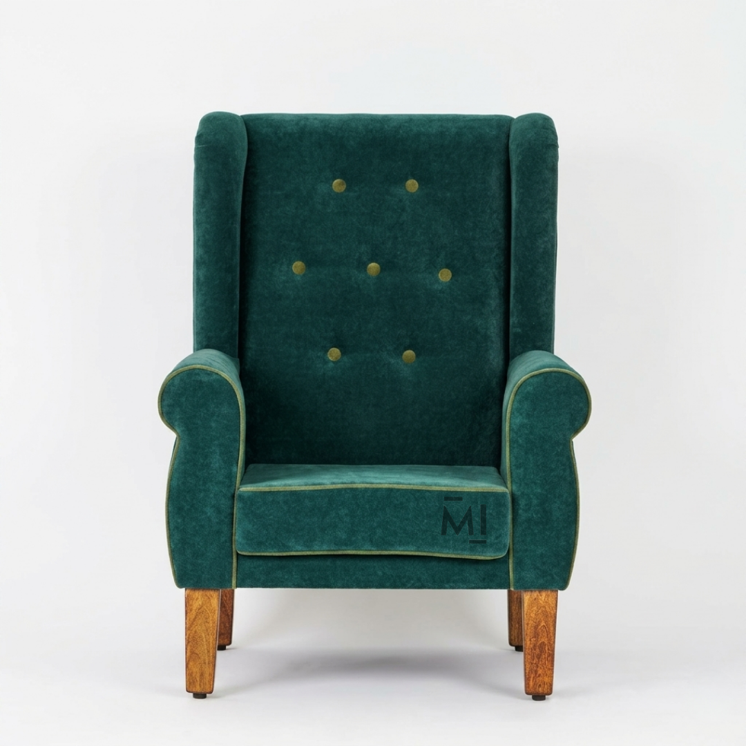 Luxury Velvet Wingback Chair | Modern High Back Accent Armchair