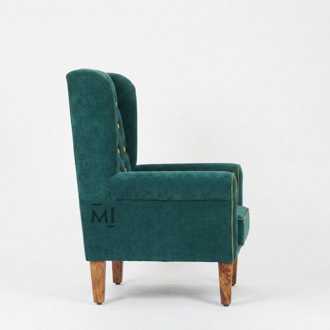 Luxury Velvet Wingback Chair | Modern High Back Accent Armchair