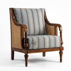 Classic Cane Accent Chair | Premium Solid Wood Upholstered Lounge Chair