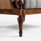 Classic Cane Accent Chair | Premium Solid Wood Upholstered Lounge Chair