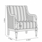 Classic Cane Accent Chair | Premium Solid Wood Upholstered Lounge Chair