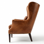 Luxury Leather Wingback Chair | Classic High Back Accent Armchair