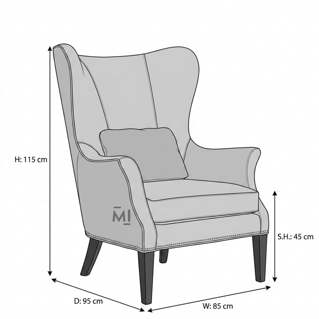 Luxury Leather Wingback Chair | Classic High Back Accent Armchair