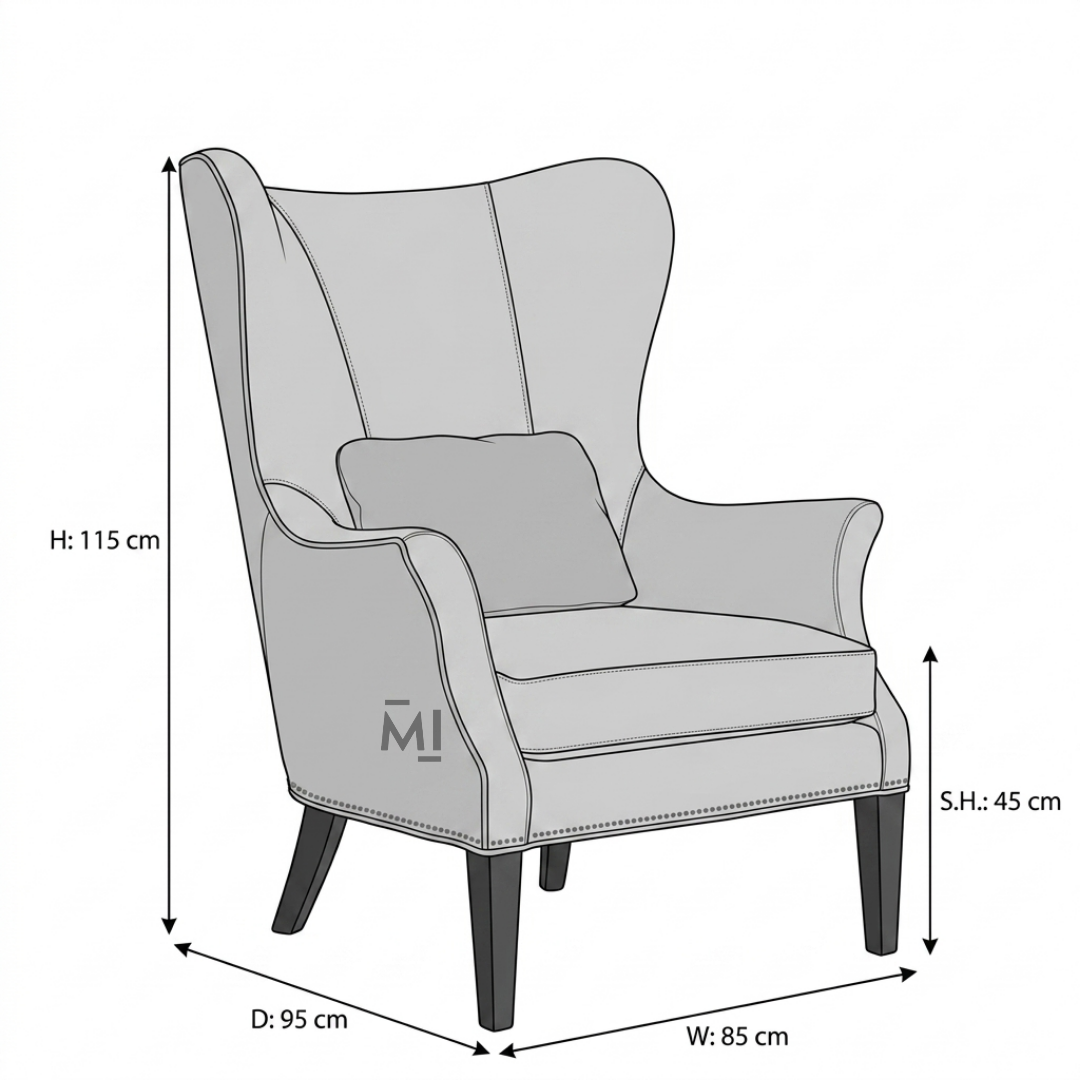 Luxury Leather Wingback Chair | Classic High Back Accent Armchair