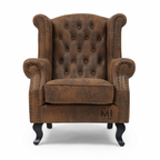 Vintage Chesterfield Wingback Chair | Luxury Tufted Leather Accent Armchair