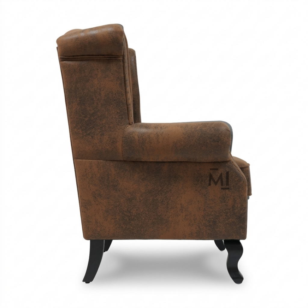 Vintage Chesterfield Wingback Chair | Luxury Tufted Leather Accent Armchair