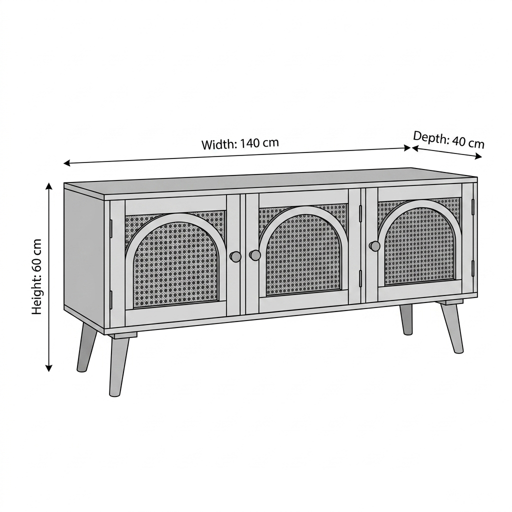 Solid Wood & Rattan Tv Unit | Boho Storage Units