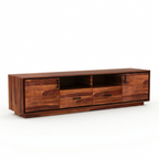 Modern Solid Wood TV Unit | Minimalist Media Entertainment Console
