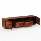 Modern Solid Wood TV Unit | Minimalist Media Entertainment Console
