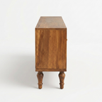 Modern Cane TV Unit | Wooden Media Console Cabinet