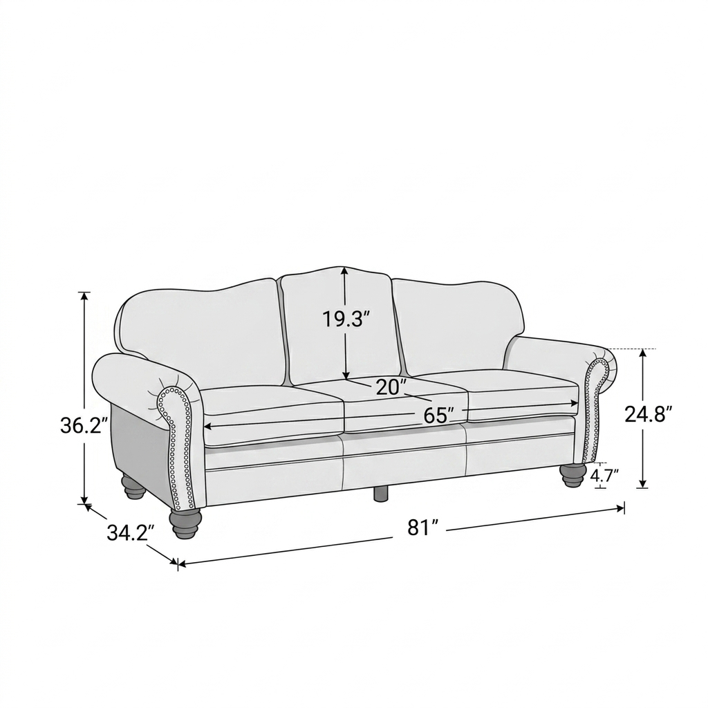 Camel Crest Leather Sofa | Luxury Tan 3 Seater Couch