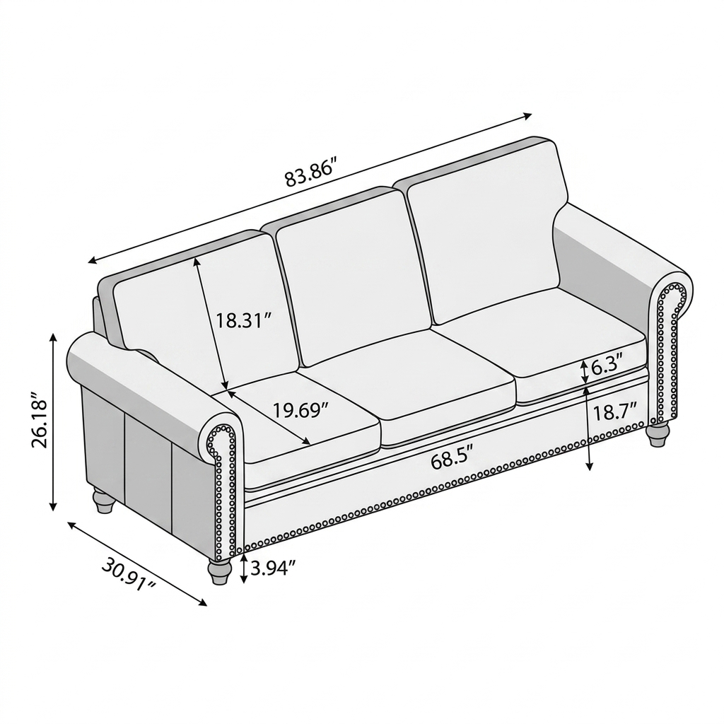 Noir Classic Leather Sofa | Premium Black 3 Seater Couch