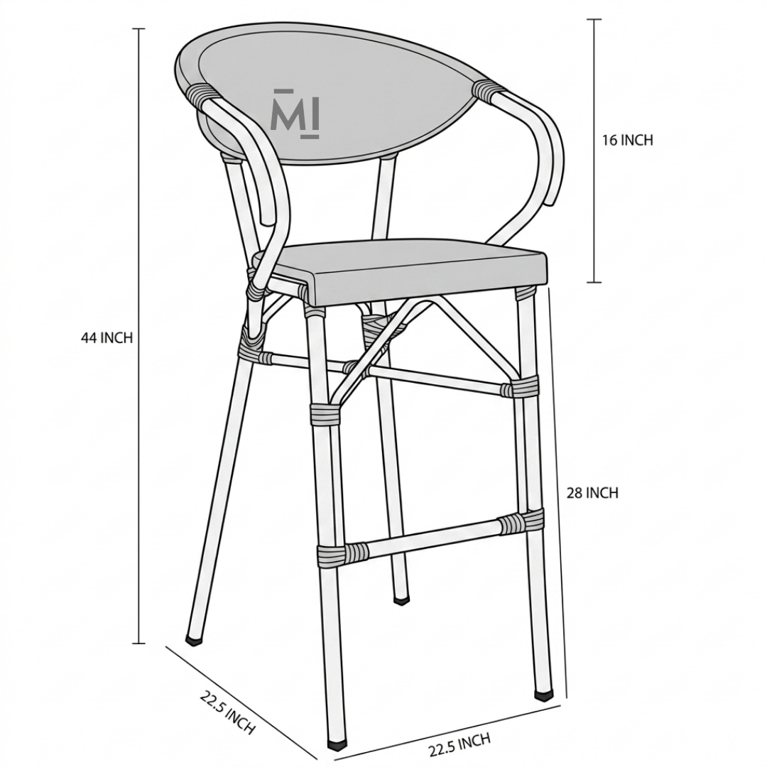 Vienna Cane Bar Chair | Bentwood Upholstered Counter Stool