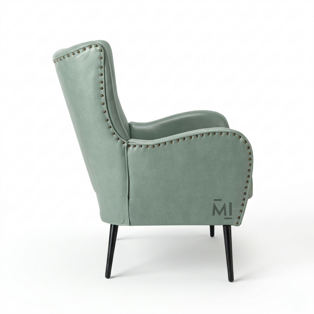 Sage Green Wingback Accent Chair | Modern Luxury Upholstered Lounge Chair