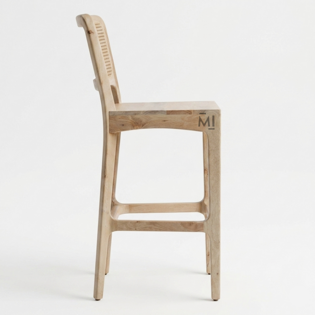 Nordelle Cane Bar Chair | Modern Solid Wood Counter Stool