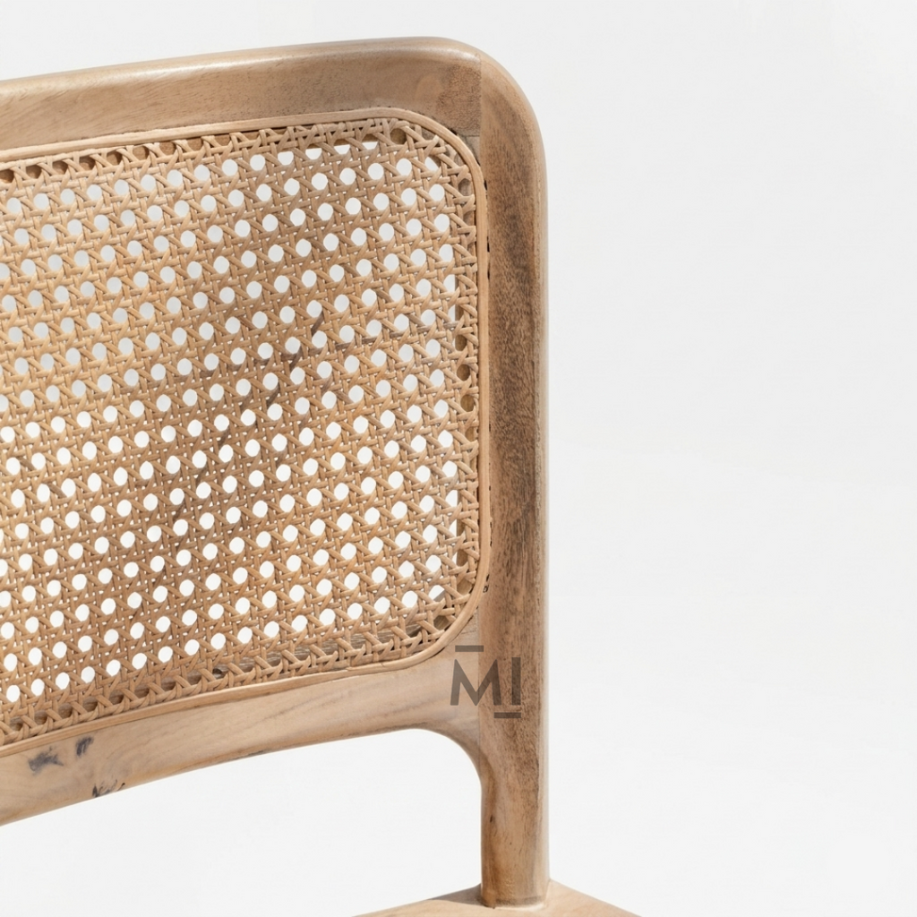 Nordelle Cane Bar Chair | Modern Solid Wood Counter Stool