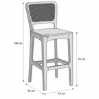 Nordelle Cane Bar Chair | Modern Solid Wood Counter Stool