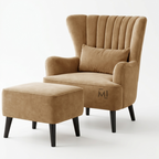 Velvet Wingback Lounge Chair with Ottoman | Modern Accent Reading Chair