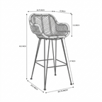 Rivana Rattan Bar Chair | Modern Woven Cane Counter Stool