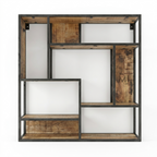 Geometric Wall Shelf | Modern Metal & Wood Floating Display Shelf