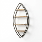 Leaf-Shaped Wall Shelf | Modern Metal & Wood Decorative Floating Shelf