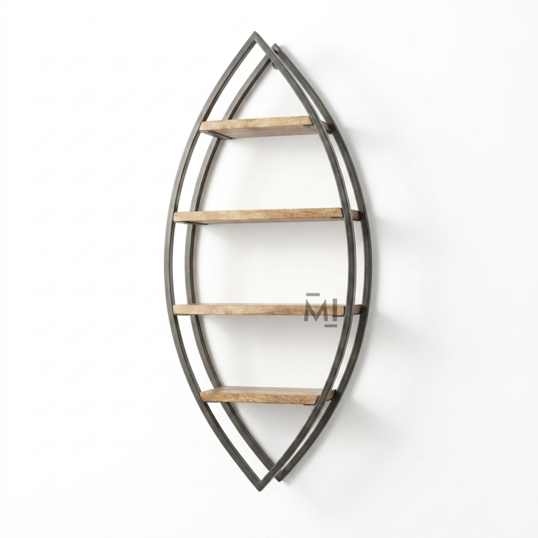 Leaf-Shaped Wall Shelf | Modern Metal & Wood Decorative Floating Shelf