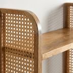 Boho Cane Wall Shelf | Handmade Wooden Decorative Floating Shelf