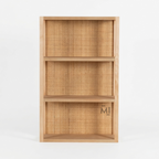 Scandinavian Cane Wall Shelf | Modern Wooden Floating Display Shelf