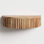 Modern Fluted Wooden Floating Shelf | Curved Wall-Mounted Display Shelf